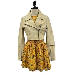 Jackett genuine leather neutral buttery soft Cropped Biker jacket Small